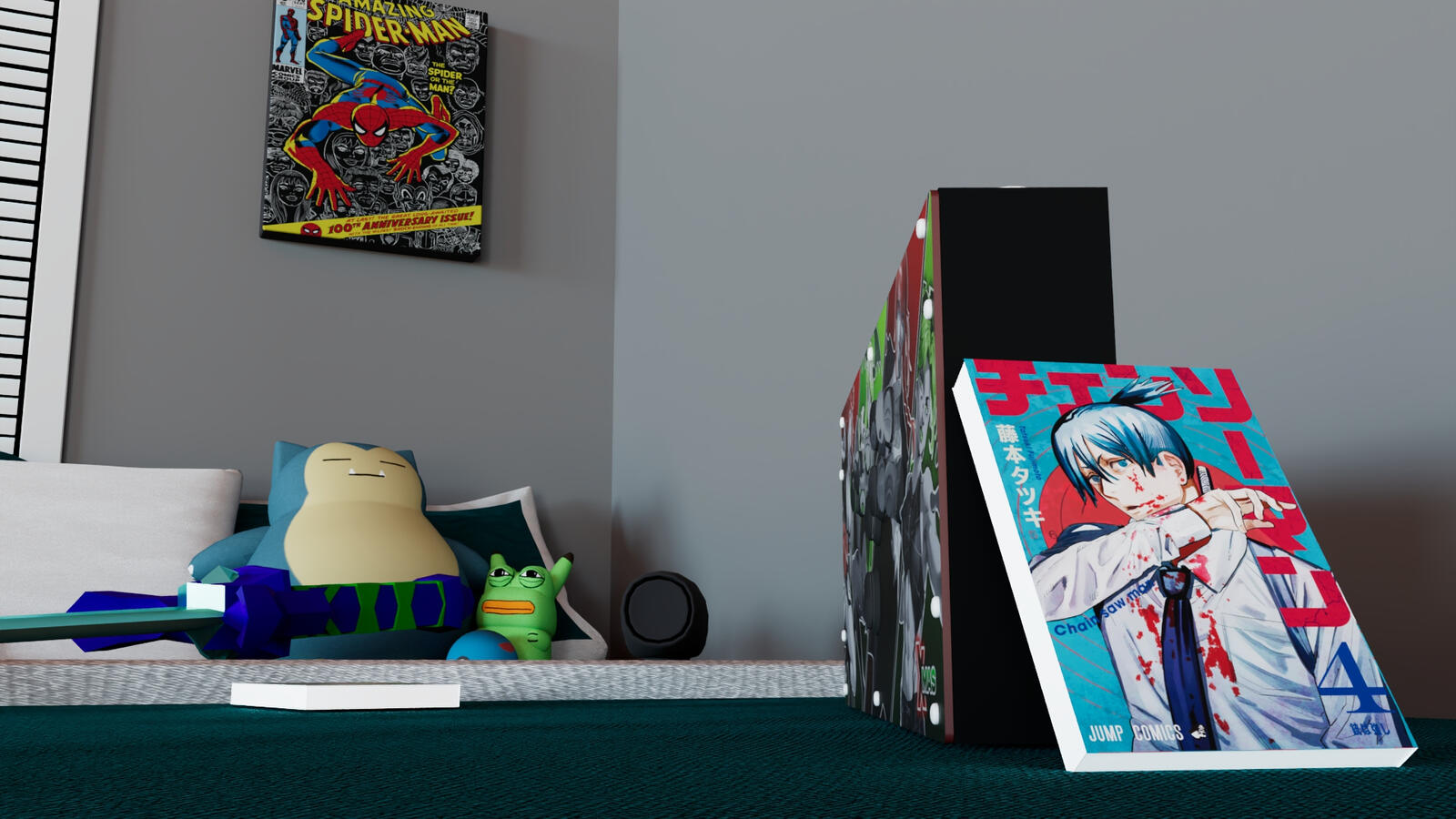 On Bed render of Room Corner. On Bed render of Room Corner.